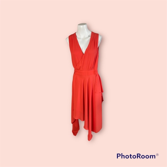 Chris Gramer Salmon sleeveless wrap asymmetrical hem size 2 dress - Picture 1 of 15